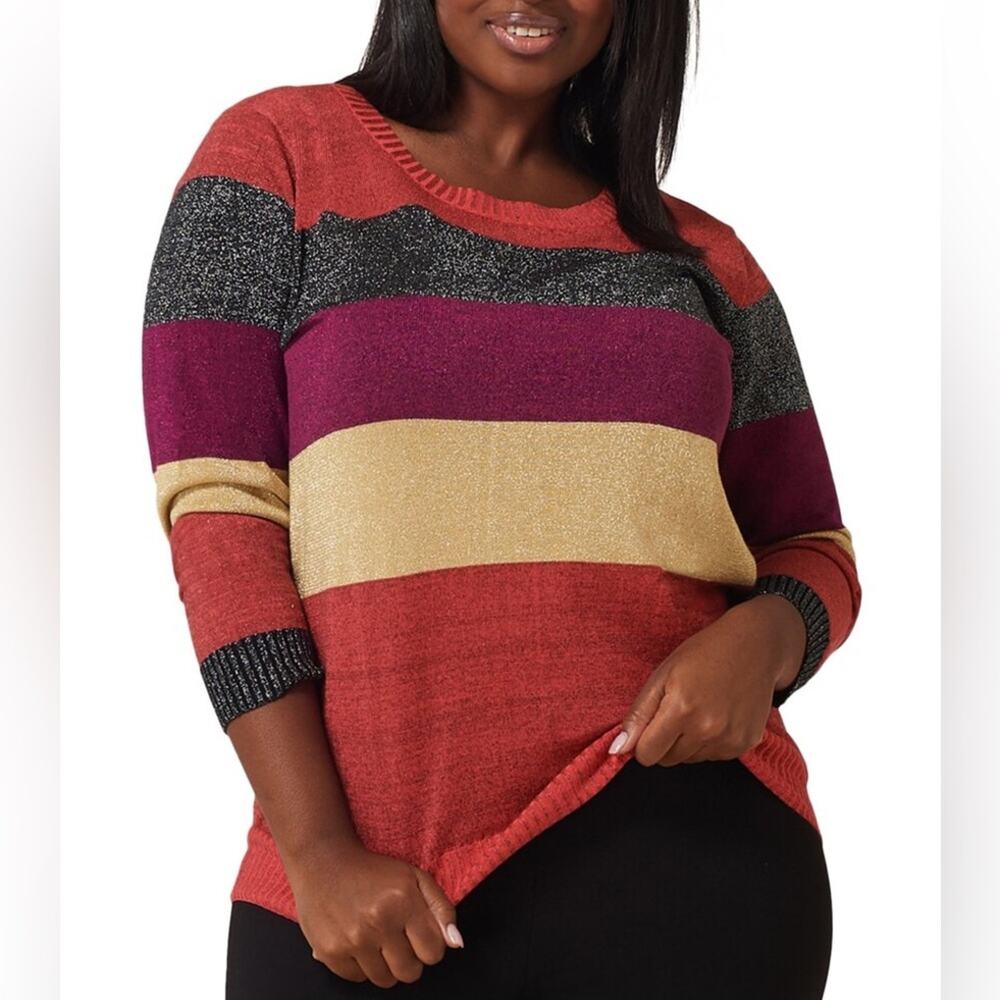 Maree Pour Toi lurex multicolor stripe sweater Size 12/14